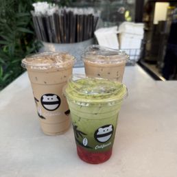 Strawberry matcha and honey milk teas Strawberry matcha and honey milk teas