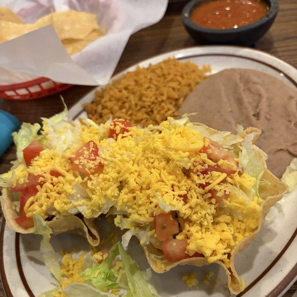 El Gallo - Beans, Rice and Taco plate (3). - Mexican Near Me - Houston, Texas