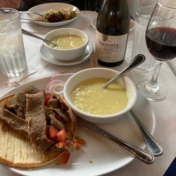 Olympic Cafe - Gyro in Pita with Lemmon soup. - Mediterranean Near Me - San Diego, California