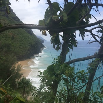 Kalalau Trail - View of Napali coast & our destination, the beach. So close, I can taste it!! - Hiking Near Me - Hanalei, Hawaii