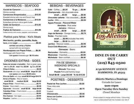 Menu photo 6 Los Alteños Hammond, IN