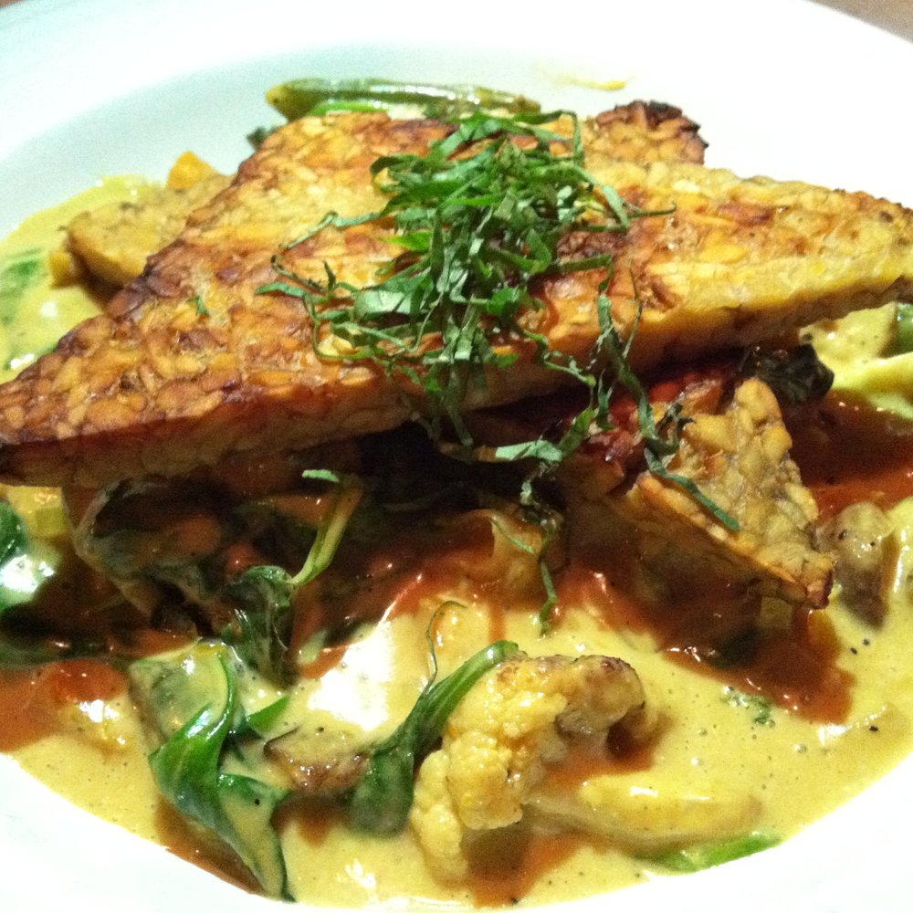 Mizuna - Pan Seared Tempeh in Kaffir Lime-Ginger Curry - New American Near Me - Spokane, Washington Mizuna - Pan Seared Tempeh in Kaffir Lime-Ginger Curry - New American Near Me - Spokane, Washington
