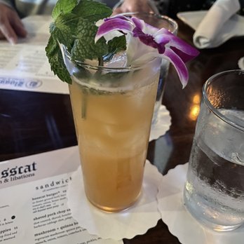Bosscat Kitchen & Libations - The Spice Trader - wild turkey rye, passion fruit, all-spice, citrus, bitters (great cocktail!) - New American Near Me - Houston, Texas Bosscat Kitchen & Libations - The Spice Trader - wild turkey rye, passion fruit, all-spice, citrus, bitters (great cocktail!) - New American Near Me - Houston, Texas