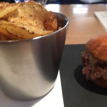 SF Uncork'd - Pork slider and side of chips - Wine Bars Near Me - San Francisco, California SF Uncork'd - Pork slider and side of chips - Wine Bars Near Me - San Francisco, California