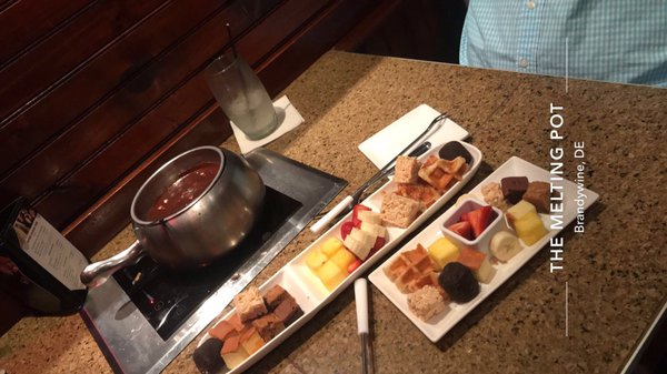 Photo of The Melting Pot - Wilmington, DE, US. Caramel Toffee Crunch  Yummy fruits, waffles(my fave) brownies. Just some much yumminess