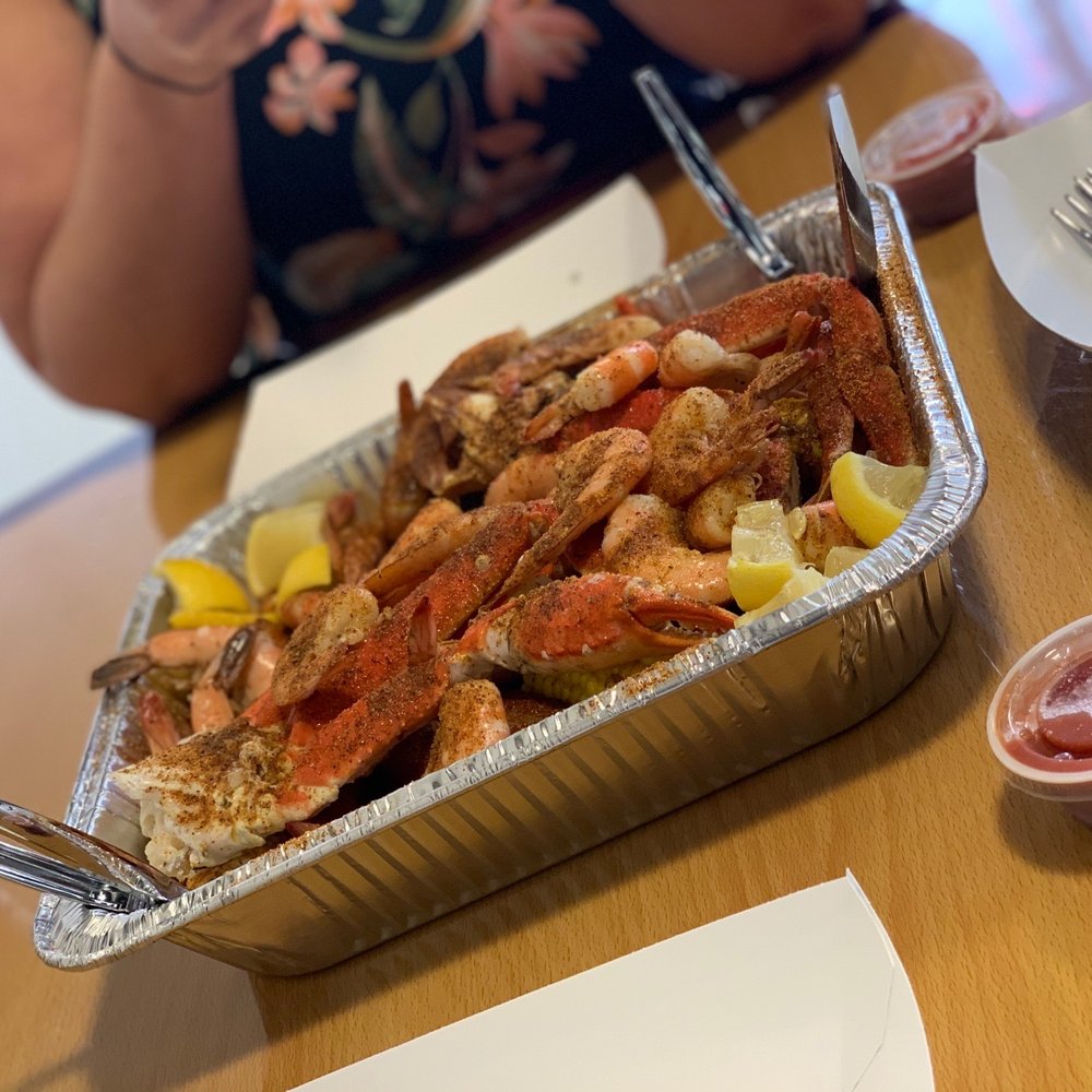 Macker Seafood - Crab boil for two, includes two crab clusters, shrimp, sausage, corn, potatoes, and eggs. - Seafood Near Me - Daytona Beach, Florida