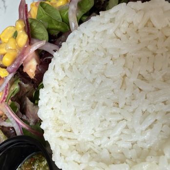 The Burger Temple - Rice and green salad - Juice Bars & Smoothies Near Me - Weehawken, New Jersey The Burger Temple - Rice and green salad - Juice Bars & Smoothies Near Me - Weehawken, New Jersey