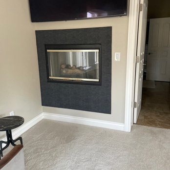 K and B Wallpaper Installation - Wall paper over Fireplace tile - Wallpapering Near Me