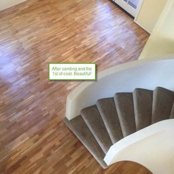 Gallagher's Hardwood Flooring - After the first of 3-4 coats.  Already gorgeous!  WooWoo! - Flooring Near Me - San Marcos, California