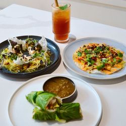 District Noodle House - Our new summer features : Mango & Papaya Salad, Green Mustard Roll and Vietnamese pizza.