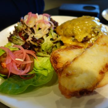 Solbar - huge double cheese burger with batter fried pickles. Lovely! - New American Near Me - Calistoga, California Solbar - huge double cheese burger with batter fried pickles. Lovely! - New American Near Me - Calistoga, California