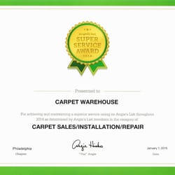 The Carpet Warehouse - Angie's List Super Service Award