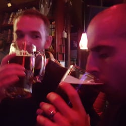 Red Lion - The boys chugging their beers.
