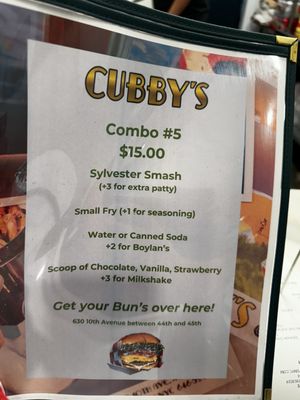 Menu photo 5 Cubby's Manhattan, NY