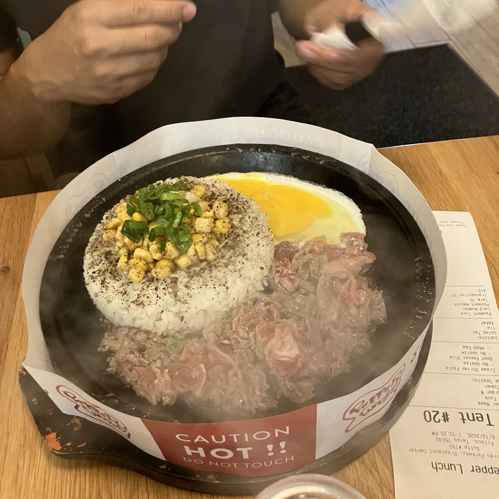 Pepper Lunch - beef pepper rice with egg - Teppanyaki Near Me - Frisco, Texas Pepper Lunch - beef pepper rice with egg - Teppanyaki Near Me - Frisco, Texas