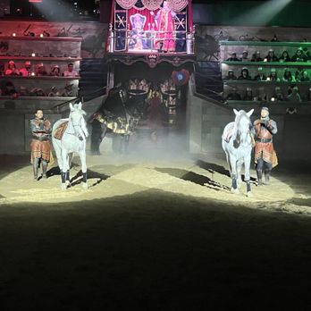 Medieval Times Dinner & Tournament - Two horses showing their cool skills - Dinner Theater Near Me - Buena Park, California Medieval Times Dinner & Tournament - Two horses showing their cool skills - Dinner Theater Near Me - Buena Park, California