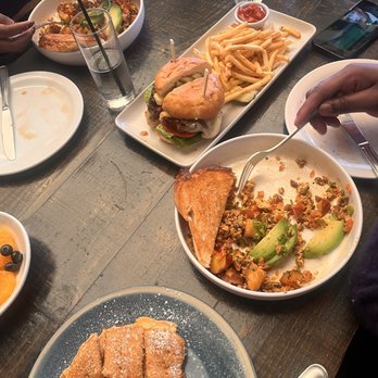 Rooftop - Fluffy pancakes, chorizo scramble and the burger. - New American Near Me - Walnut Creek, California Rooftop - Fluffy pancakes, chorizo scramble and the burger. - New American Near Me - Walnut Creek, California
