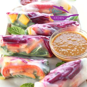 Yummy Mummy's Kitchen - GF DF Rainbow Rolls with a Thai peanut sauce - Caterers Near Me - Frankford, Ontario Yummy Mummy's Kitchen - GF DF Rainbow Rolls with a Thai peanut sauce - Caterers Near Me - Frankford, Ontario