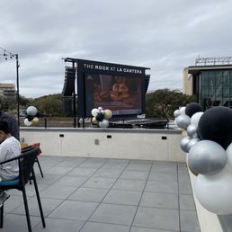 Rooftop seating with a great view of the screen Rooftop seating with a great view of the screen