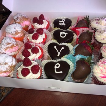 Sergio's Bakery and Cafe - Valentines box with cream puffs, raspberry cheesecakes, chocolate cakes, chocolate covered strawberries, and red velvet cupcakes - Bakeries Near Me - Albuquerque, New Mexico Sergio's Bakery and Cafe - Valentines box with cream puffs, raspberry cheesecakes, chocolate cakes, chocolate covered strawberries, and red velvet cupcakes - Bakeries Near Me - Albuquerque, New Mexico