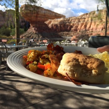 Flo's V8 Cafe - American Breakfast (Radiator Springs Racers ride in the background) - Cafes Near Me - Anaheim, California