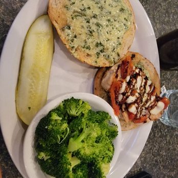Craft Public House - Caprese chicken burger with herb butter broccoli - Sports Bars Near Me - Cary, North Carolina