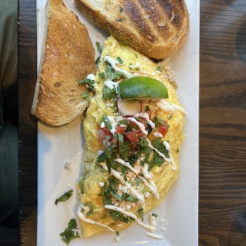 Café Luna - Mexican Street Corn Omelet (sourdough bread) - Coffee & Tea Near Me - Cambridge, Massachusetts