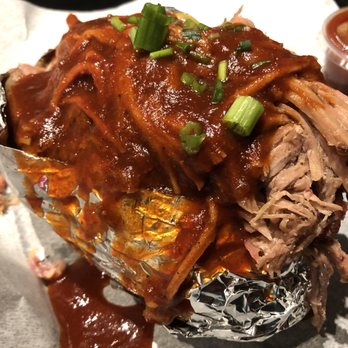 August's Barbeque - Loaded baked potato with pulled pork - Barbeque Near Me - Sylacauga, Alabama