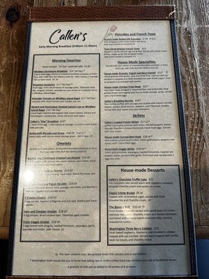 Menu photo 5 Callen's Restaurant Coupeville, WA Menu photo 5 Callen's Restaurant Coupeville, WA