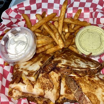 Monster’s Smokehouse - Brisket Quesadilla plate w sour cream n avocado sauce - Food Trucks Near Me - Alice, Texas Monster’s Smokehouse - Brisket Quesadilla plate w sour cream n avocado sauce - Food Trucks Near Me - Alice, Texas