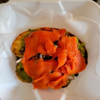 Toast on First - SANTA BARBARA - Avocado, 3 oz Norwegian Cold Smoked Salmon, Fresh Dill, and Red Onion. Capers - Coffee & Tea Near Me - Whittier, California Toast on First - SANTA BARBARA - Avocado, 3 oz Norwegian Cold Smoked Salmon, Fresh Dill, and Red Onion. Capers - Coffee & Tea Near Me - Whittier, California