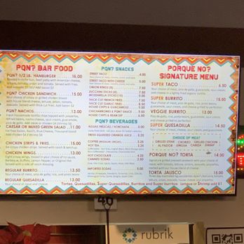 Porque No? Tacos - Menu - January 2024 - Mexican Near Me - San Leandro, California