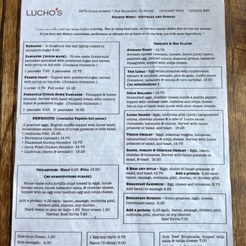 Lucho's - Menu - December 2023 - Breakfast & Brunch Near Me - San Francisco, California Lucho's - Menu - December 2023 - Breakfast & Brunch Near Me - San Francisco, California