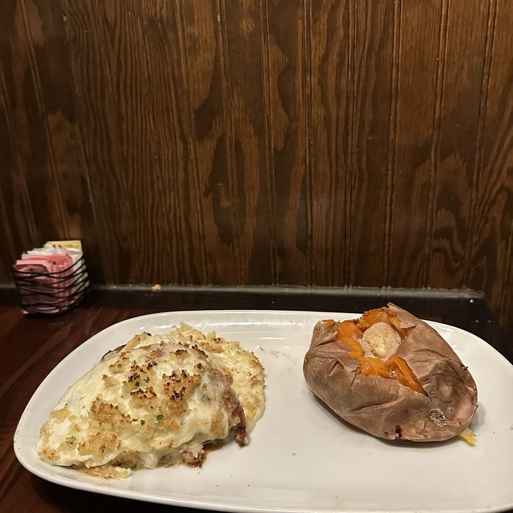 LongHorn Steakhouse - Parmesan Crusted Chicken with baked Sweet Potato and Salad - Steakhouses Near Me - Plano, Texas LongHorn Steakhouse - Parmesan Crusted Chicken with baked Sweet Potato and Salad - Steakhouses Near Me - Plano, Texas