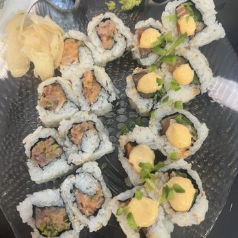 Yoshi Japanese Restaurant - Left: Spicy Yellowtail Roll Right: Spicy Jalapeno Salmon Roll - Japanese Near Me - Elk Grove, California Yoshi Japanese Restaurant - Left: Spicy Yellowtail Roll Right: Spicy Jalapeno Salmon Roll - Japanese Near Me - Elk Grove, California