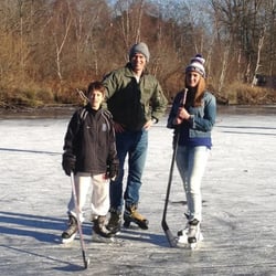 Nash Chiropractic - Dr Nash and his kids Stirling and Culzean at UW Arboretum Foster Island playing hockey.