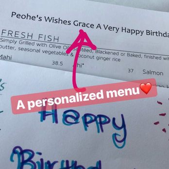 Peohe's - Birthday message - Seafood Near Me - Coronado, California