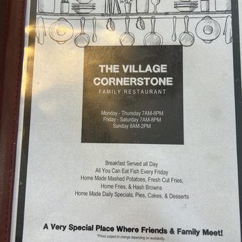 Village Cornerstone Restaurant - Menu - New American Near Me - West Salem, Ohio Village Cornerstone Restaurant - Menu - New American Near Me - West Salem, Ohio