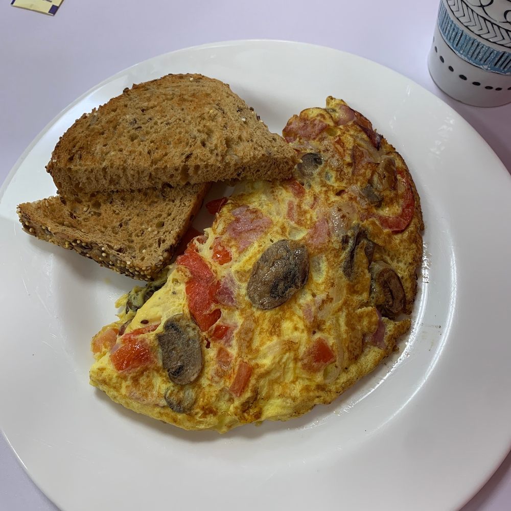 Crazy Beans - Farmers omelette with ham instead of bacon - Coffee & Tea Near Me - Miller Place, New York Crazy Beans - Farmers omelette with ham instead of bacon - Coffee & Tea Near Me - Miller Place, New York