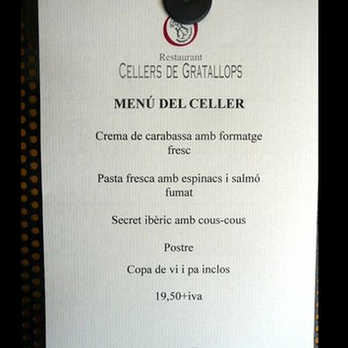 Cellers de Gratallops - menu the day we visited - Spanish Near Me - Gratallops, T