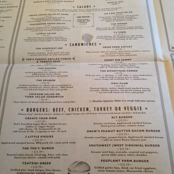 Ted's Bulletin 14th - Menu as of 9/18/13 - Breakfast & Brunch Near Me - Washington, DC, District of Columbia