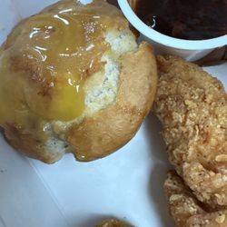 Krispy Krunchy Chicken - This is supposed to be a biscuit with gravy.... Who in the world finds this appealing