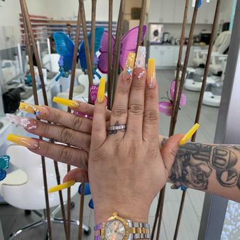 Lux Nails & Spa - XL Coffin Full set 3D flower Nails done by IVAN - Nail Salons Near Me - Hayward, California Lux Nails & Spa - XL Coffin Full set 3D flower Nails done by IVAN - Nail Salons Near Me - Hayward, California