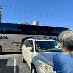 Bus arriving while waiting for opening