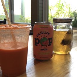 The Sunshine- carrot, orange, ginger juice with other fun bevs The Sunshine- carrot, orange, ginger juice with other fun bevs