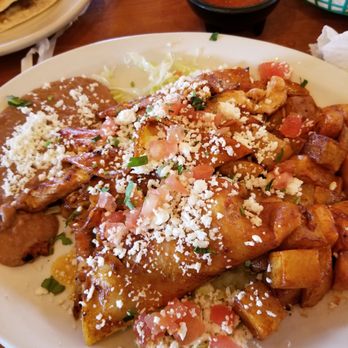 Gorditas Mexico - Enchiladas a bit bland with cold potatoes. - Mexican Near Me - Galveston, Texas