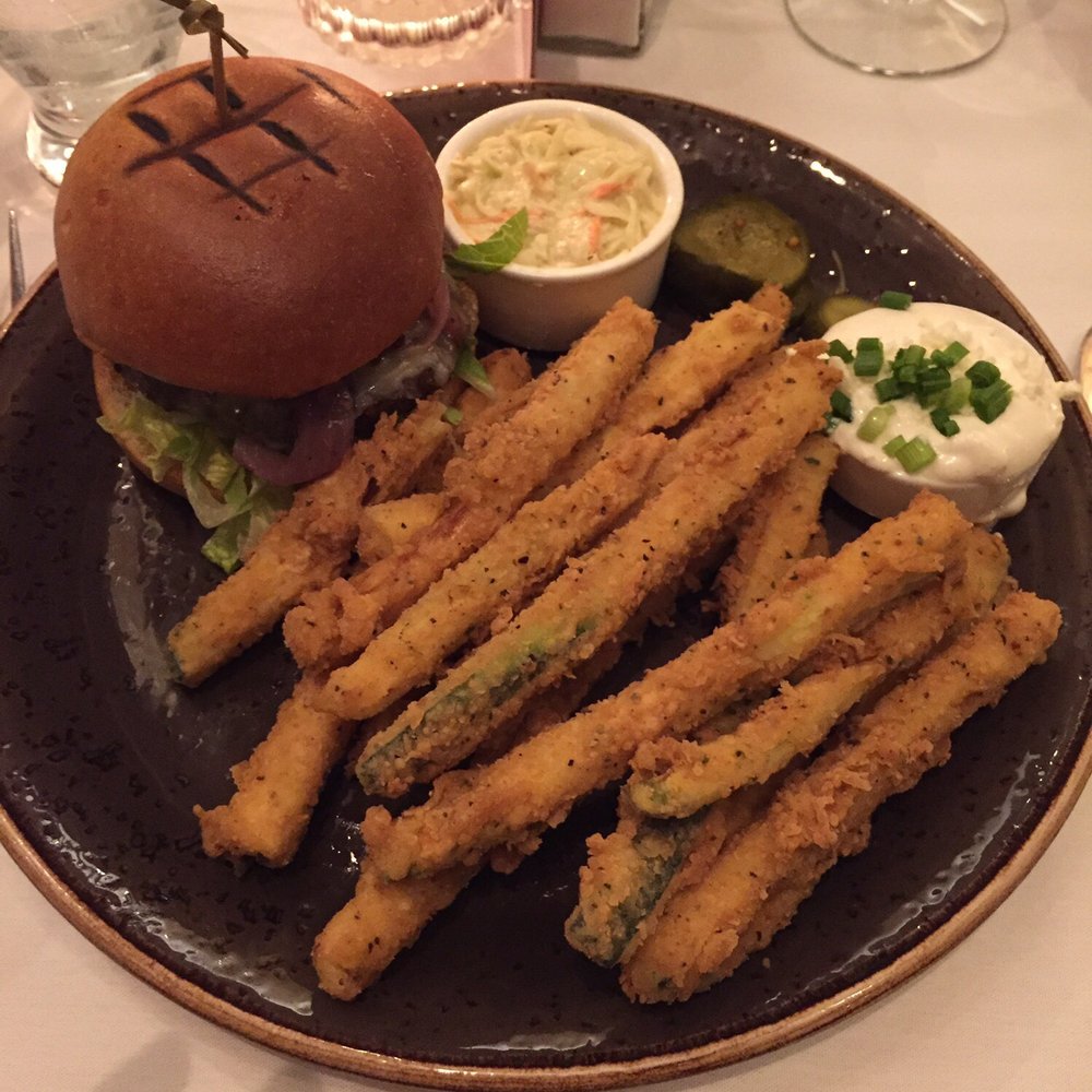 Lightfoot Restaurant - Cheeseburger with zucchini fries and feta cheese dip. - American Near Me - Leesburg, Virginia