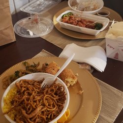 Whitney Garden - Chicken lo mein pork fried rice and egg roll (bottom) Sesame chicken and steamed dumplings