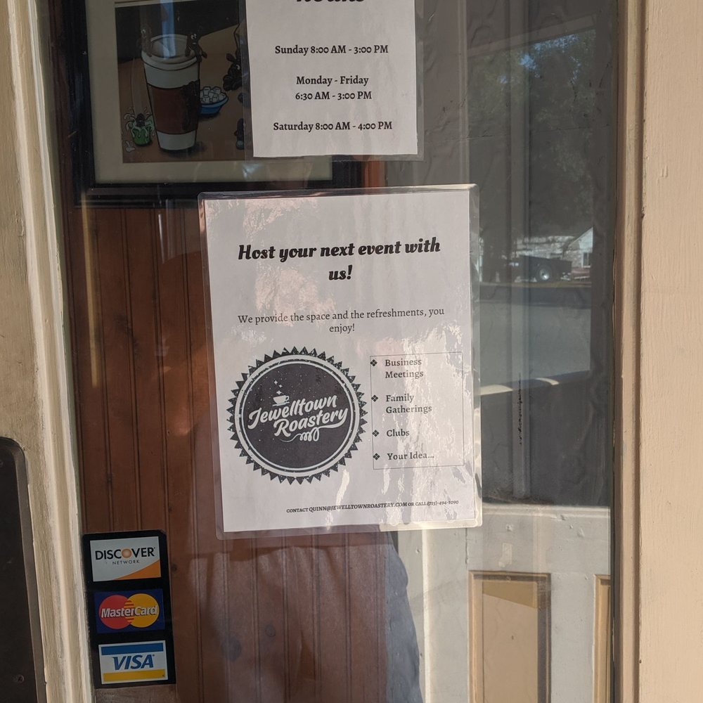 Jewelltown Roastery - Hours and info in the front door - Cafes Near Me - Star Prairie, Wisconsin