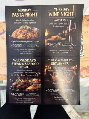 Menu photo 2 Giovanni's Restaurant Greensboro, NC